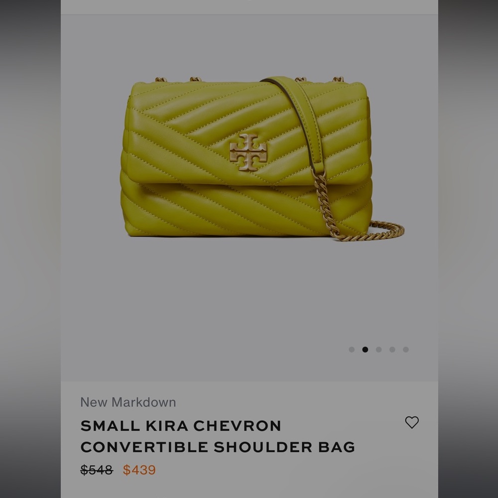 Tory Burch small yellow Kira Chevron convertible shoulder bag